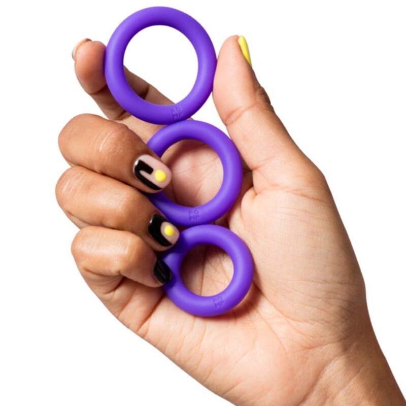 ROMP - REMIX TRIO CONJUNTO DE 3 ANÉIS PENIANOS DE SILICONE ROXOS - Infernum Store