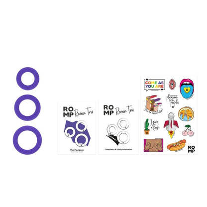 ROMP - REMIX TRIO CONJUNTO DE 3 ANÉIS PENIANOS DE SILICONE ROXOS - Infernum Store