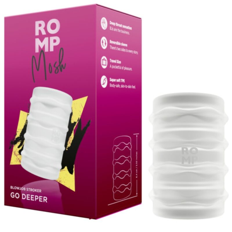 ROMP - MOSH MASTURBADOR MASCULINO TRANSPARENTE COM BAINHA REVERSÍVEL DE 6 CM - Infernum Store