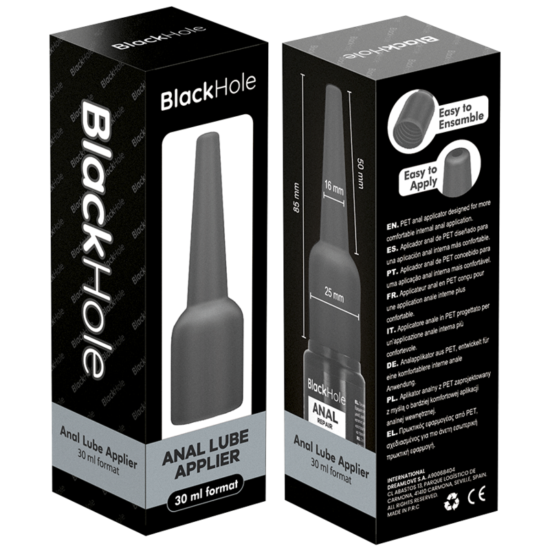 BLACK HOLE - APLICADOR DE LUBRIFICANTE ANAL TAMANHO P 30 ML - Infernum Store