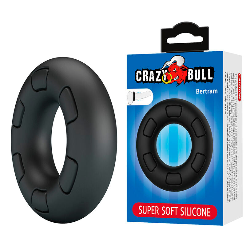 CRAZY BULL - ANEL PENIANO DE SILICONE SUPER MACIO BERTRAM PRETO - Infernum Store