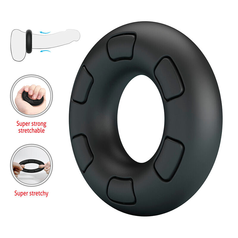 CRAZY BULL - ANEL PENIANO DE SILICONE SUPER MACIO BERTRAM PRETO - Infernum Store