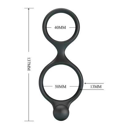 CRAZY BULL - ANEL DUPLO FLORIAN PARA PÊNIS E TESTÍCULOS PRETO - Infernum Store