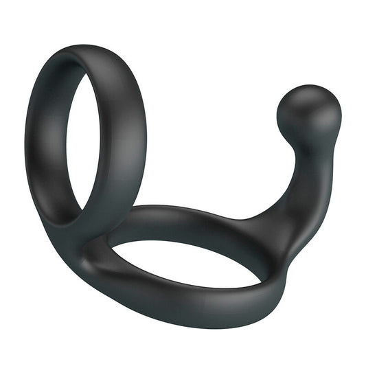 CRAZY BULL - ANEL DUPLO FLORIAN PARA PÊNIS E TESTÍCULOS PRETO - Infernum Store