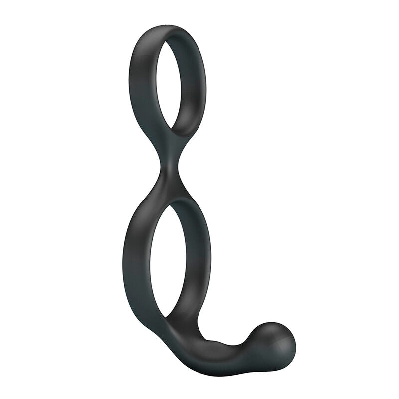 CRAZY BULL - ANEL DUPLO FLORIAN PARA PÊNIS E TESTÍCULOS PRETO - Infernum Store