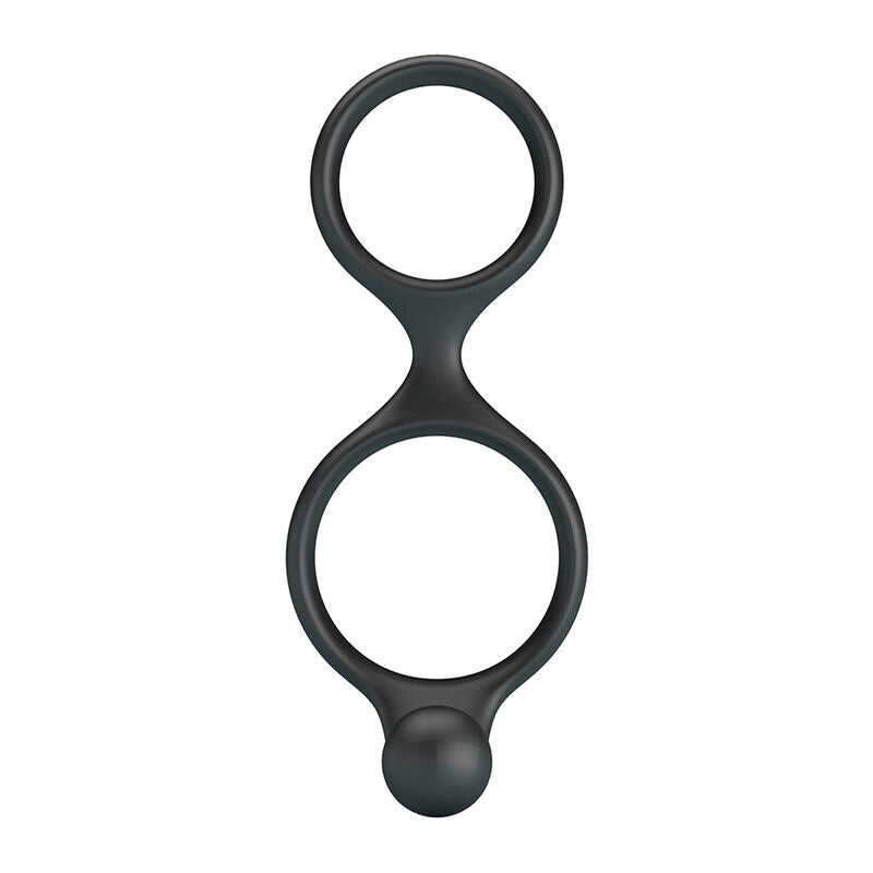 CRAZY BULL - ANEL DUPLO FLORIAN PARA PÊNIS E TESTÍCULOS PRETO - Infernum Store