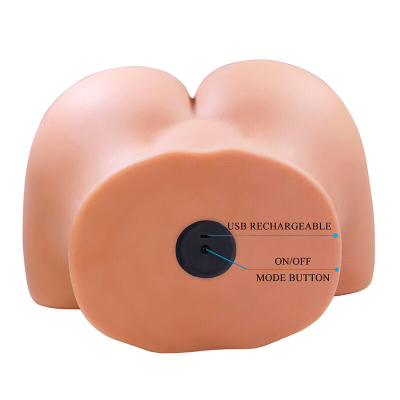 CRAZY BULL - JULIA XXL MASTURBADOR VIBRATÓRIO DUPLO VAGINAL E ANAL FLESH - Infernum Store
