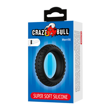 CRAZY BULL - ANEL PENIANO DE SILICONE TEXTURIZADO MERRITT PRETO - Infernum Store