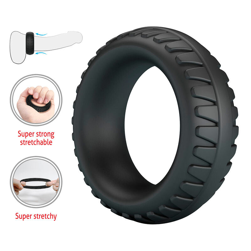 CRAZY BULL - ANEL PENIANO DE SILICONE TEXTURIZADO MERRITT PRETO - Infernum Store