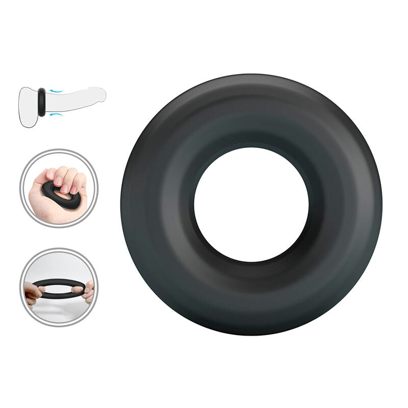 CRAZY BULL - ANEL PENIANO DE SILICONE SUPER MACIO URBANO PRETO - Infernum Store