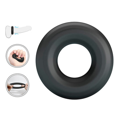 CRAZY BULL - ANEL PENIANO DE SILICONE SUPER MACIO URBANO PRETO - Infernum Store