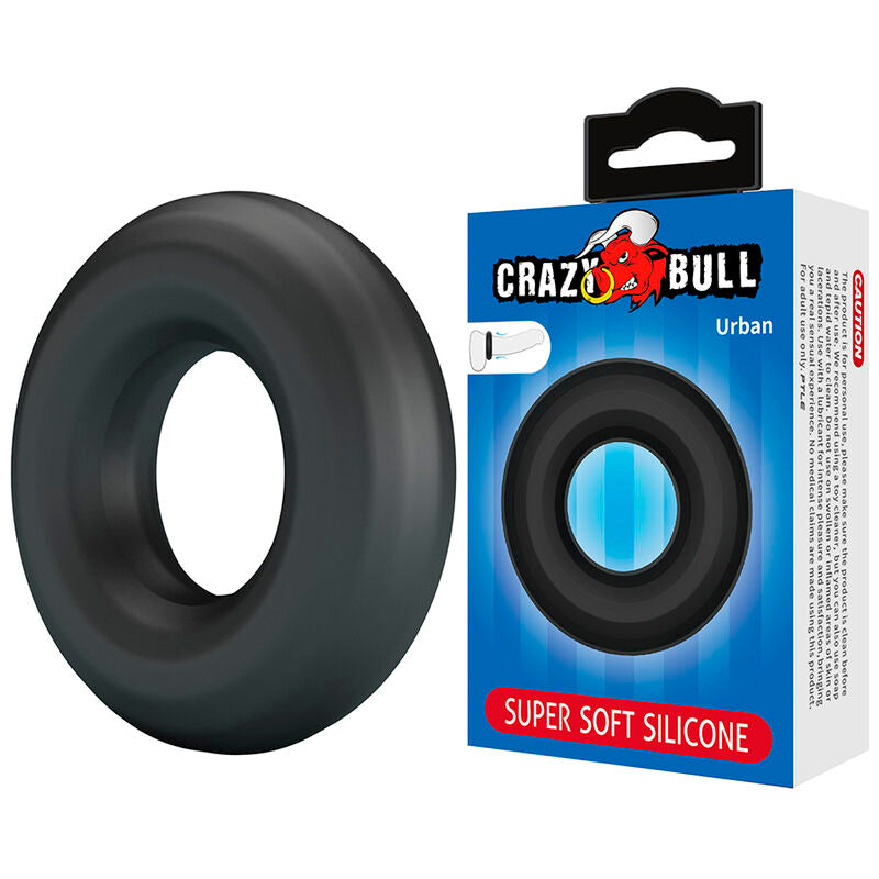 CRAZY BULL - ANEL PENIANO DE SILICONE SUPER MACIO URBANO PRETO - Infernum Store