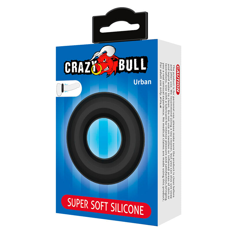 CRAZY BULL - ANEL PENIANO DE SILICONE SUPER MACIO URBANO PRETO - Infernum Store