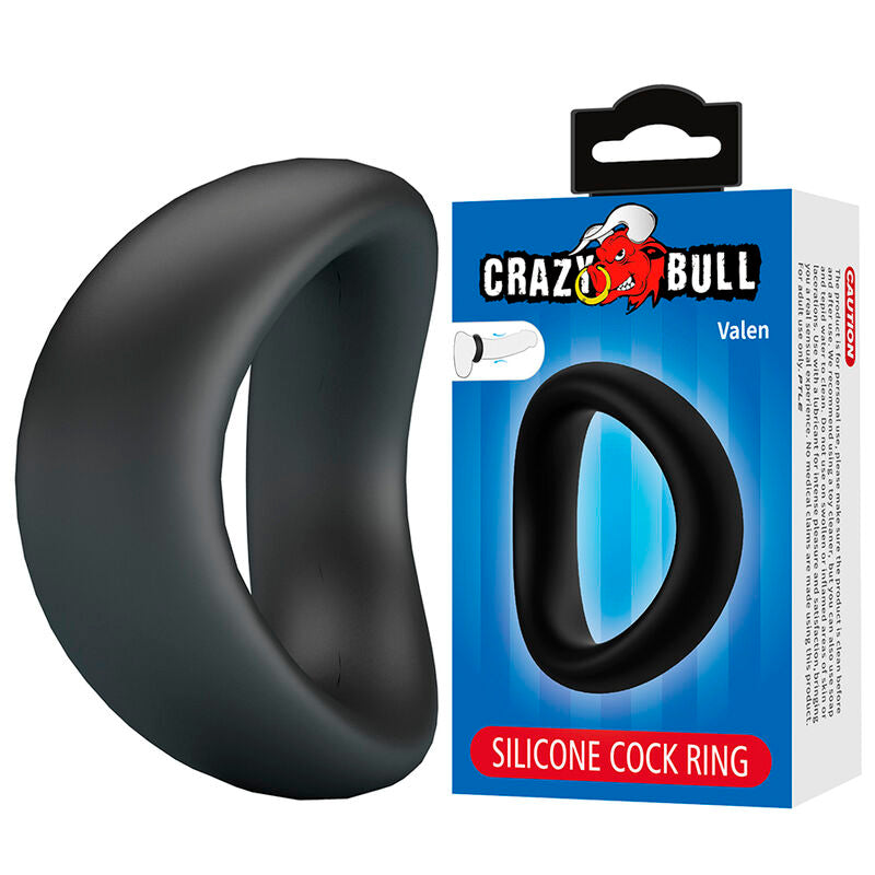 CRAZY BULL - ANEL PENIANO ERGONÔMICO DE SILICONE VALEN PRETO - Infernum Store