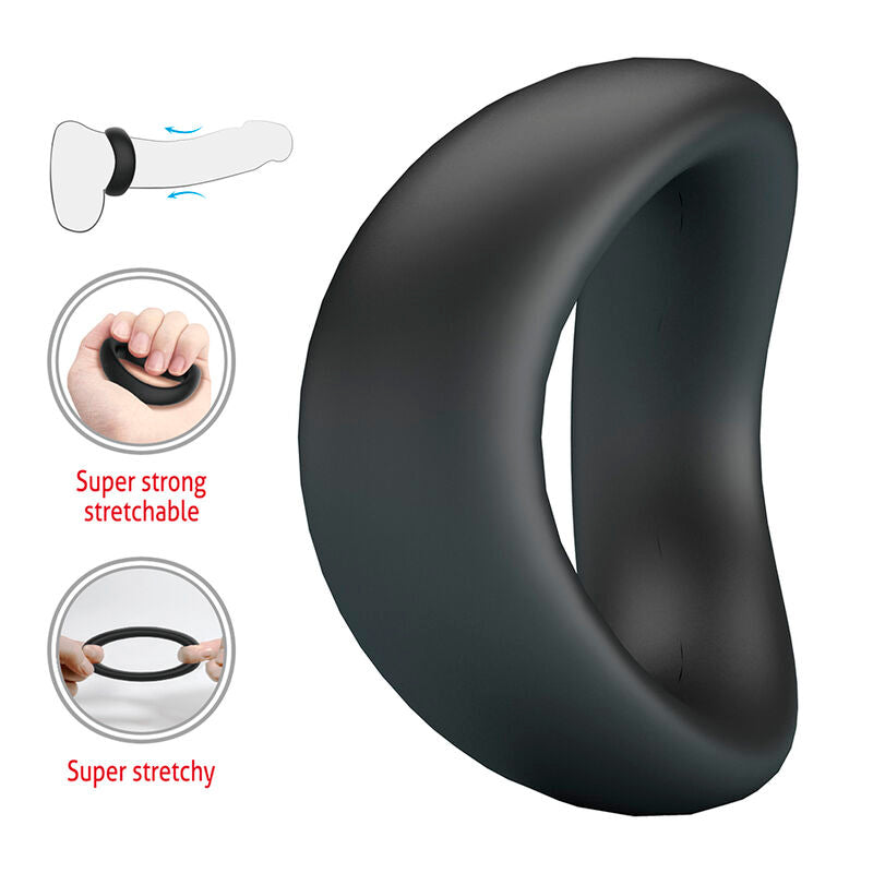 CRAZY BULL - ANEL PENIANO ERGONÔMICO DE SILICONE VALEN PRETO - Infernum Store
