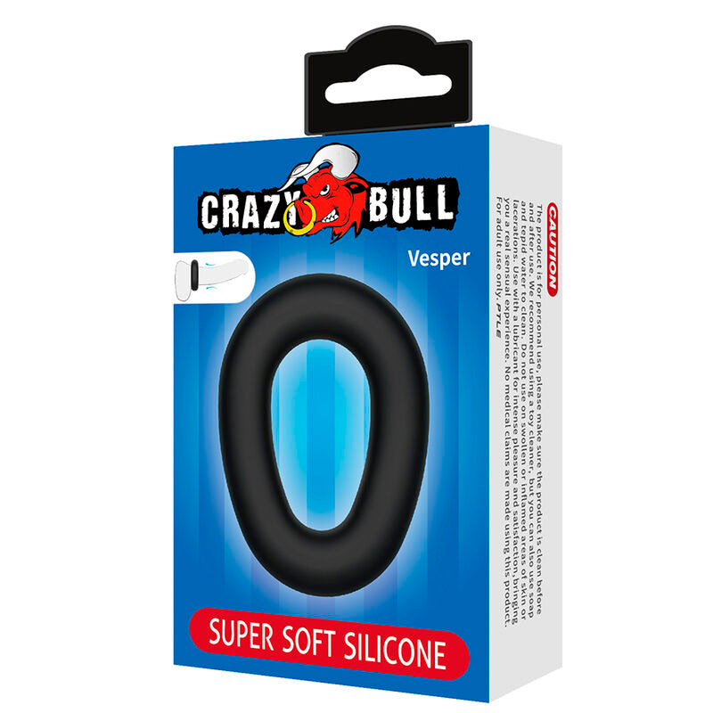 CRAZY BULL - ANEL PENIANO DE SILICONE SUPER MACIO VESPER PRETO - Infernum Store