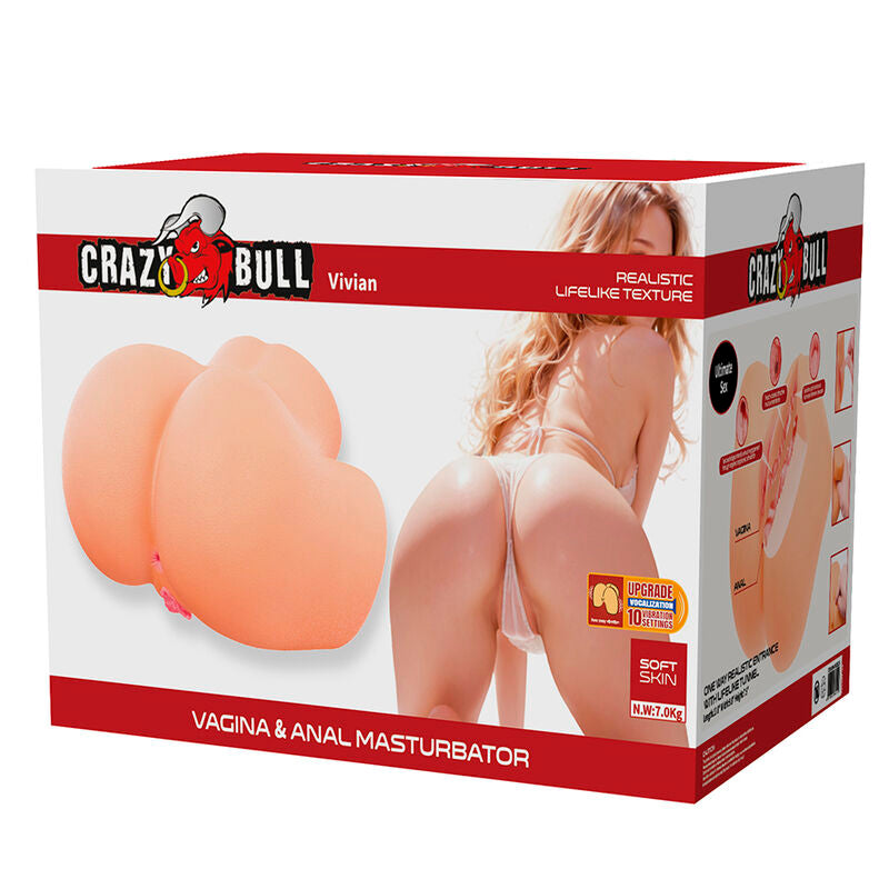 CRAZY BULL - VIVIAN MASTURBADOR VIBRATÓRIO DUPLO VAGINAL E ANAL FLESH - Infernum Store