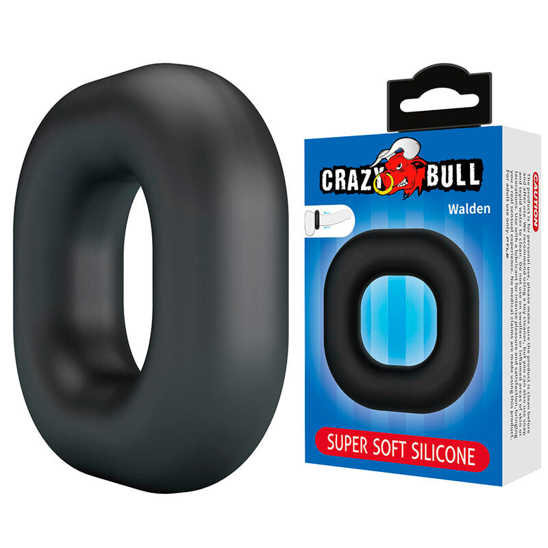 CRAZY BULL - ANEL PENIANO DE SILICONE SUPER MACIO WALDEN PRETO - Infernum Store
