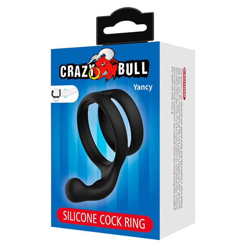 CRAZY BULL - ANEL DUPLO PARA PÊNIS E TESTÍCULOS YANCY PRETO - Infernum Store