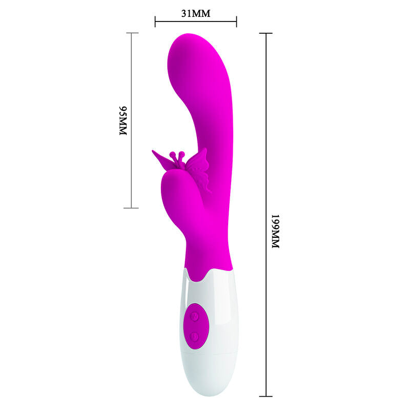 PRETTY LOVE - BUTTERFLY KISS VIBRADOR COELHO COM 30 FUNÇÕES ROXO - Infernum Store