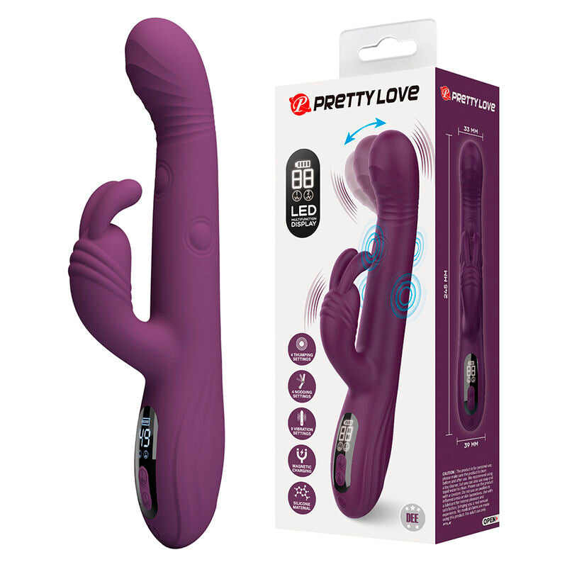 PRETTY LOVE - DEE VIBRADOR MULTIFUNCIONAL COELHO OSCILAÇÃO E PERCUSSÃO ROXO - Infernum Store