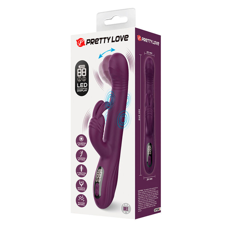 PRETTY LOVE - DEE VIBRADOR MULTIFUNCIONAL COELHO OSCILAÇÃO E PERCUSSÃO ROXO - Infernum Store