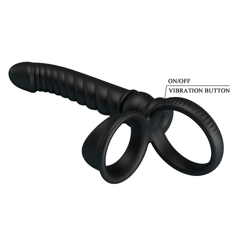 PRETTY LOVE - VIBRADOR ANAL MERRITT COM ANEL E VIBRAÇÃO PRETO - Infernum Store