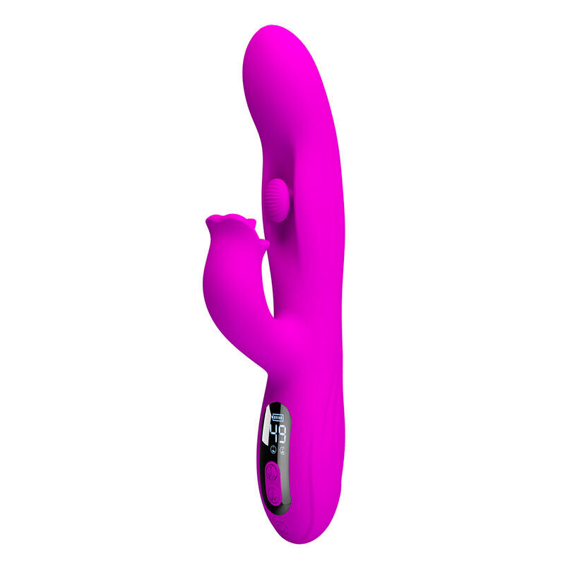 PRETTY LOVE - VIBRADOR OSCILATIVO YALANDA RABBIT COM DISPLAY DE LED ROXO - Infernum Store