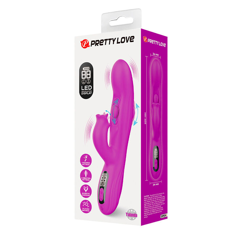 PRETTY LOVE - VIBRADOR OSCILATIVO YALANDA RABBIT COM DISPLAY DE LED ROXO - Infernum Store
