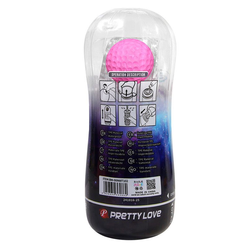 PRETTY LOVE - COPO DE MASTURBAÇÃO TEXTURIZADO 360º TRANSPARENTE - Infernum Store
