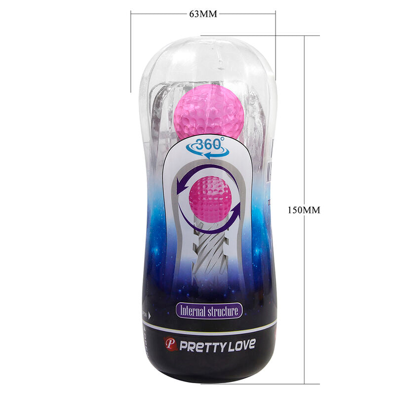 PRETTY LOVE - COPO DE MASTURBAÇÃO TEXTURIZADO 360º TRANSPARENTE - Infernum Store