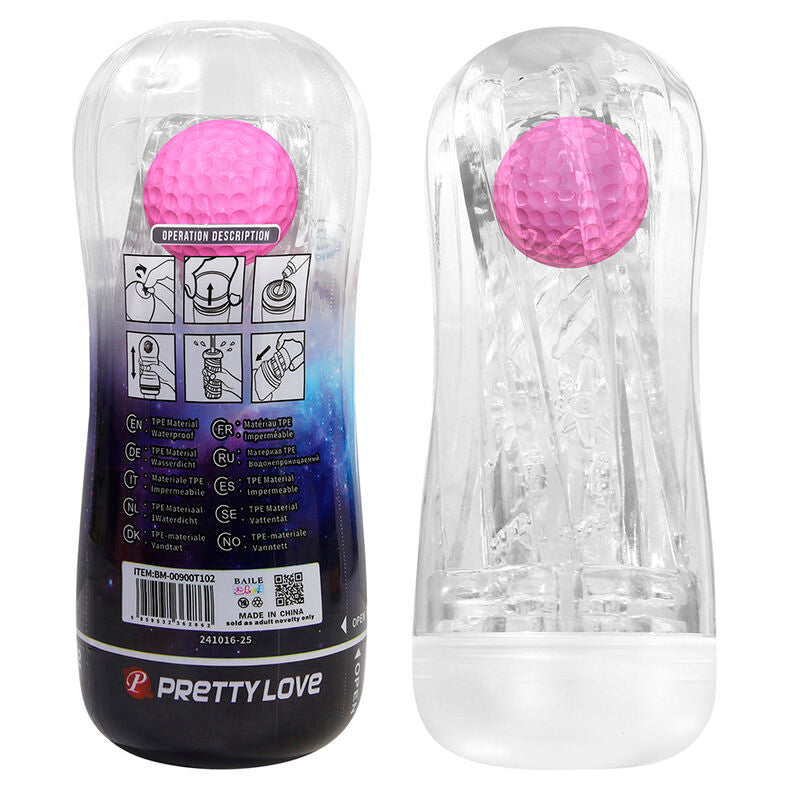 PRETTY LOVE - COPO DE MASTURBAÇÃO TEXTURIZADO 360º TRANSPARENTE - Infernum Store