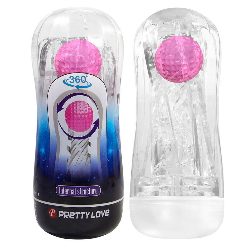 PRETTY LOVE - COPO DE MASTURBAÇÃO TEXTURIZADO 360º TRANSPARENTE - Infernum Store
