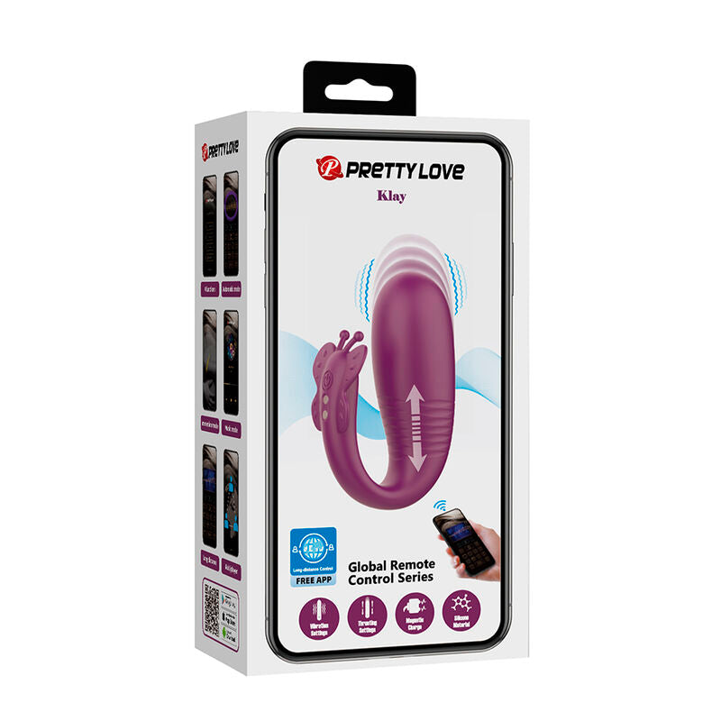 PRETTY LOVE - VIBRADOR DE OVO COM ACIONAMENTO POR APLICATIVO KLAY ROXO - Infernum Store