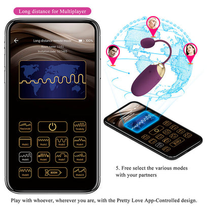 PRETTY LOVE - VIBRADOR DE OVO COM ACIONAMENTO POR APLICATIVO KLAY ROXO - Infernum Store