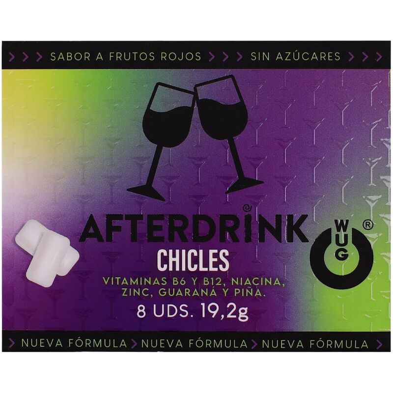 WUG After Drink – A goma de mascar funcional que ajuda você a recuperar as energias depois de uma noite de festa. Cartela com 8 unidades. - Infernum Store