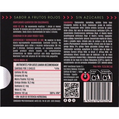 WUG Climax - Goma de mascar funcional com Maca, Damiana e Ginseng para aumentar o desejo e a vitalidade íntima. Cartela com 8 unidades. - Infernum Store