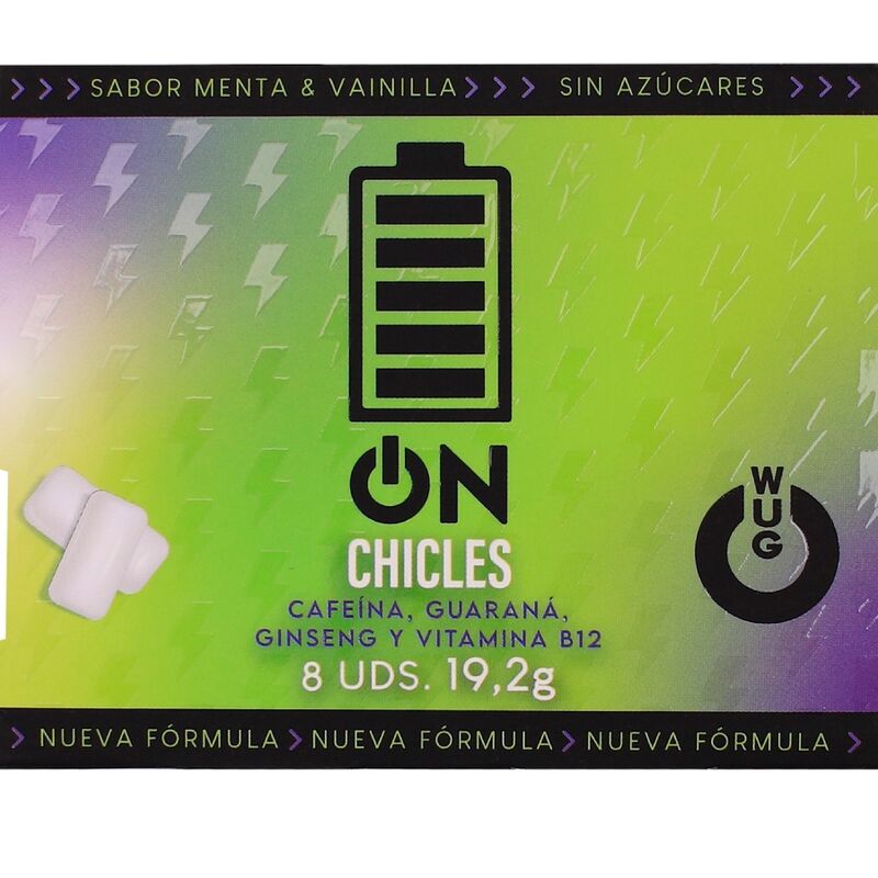 WUG on – Energia instantânea em formato de goma de mascar. Cartela com 8 unidades. - Infernum Store