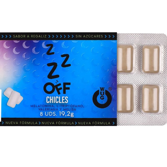 WUG off - A goma de mascar funcional que ajuda você a relaxar e dormir melhor. Cartela com 8 pacotes. - Infernum Store