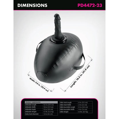 FETISH FANTASY SERIES - BODY DOCK BOLA DE AMOR INFLÁVEL COM DILDO PRETA 41,9 CM - Infernum Store