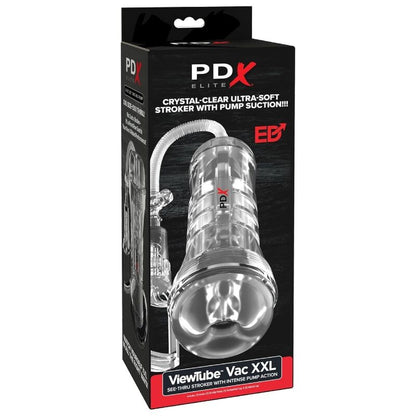 PDX ELITE - VIEWTUBE VAC XXL TRANSPARENTE STROKER COM BOMBA DE SUCÇÃO 27,3 CM - Infernum Store