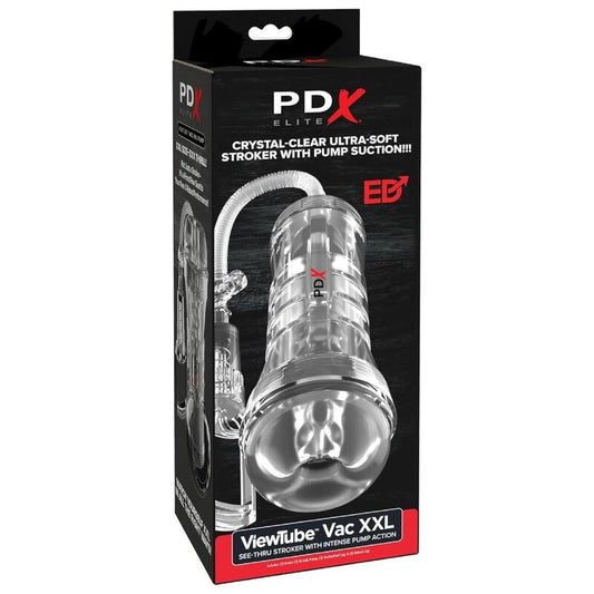 PDX ELITE - VIEWTUBE VAC XXL TRANSPARENTE STROKER COM BOMBA DE SUCÇÃO 27,3 CM - Infernum Store