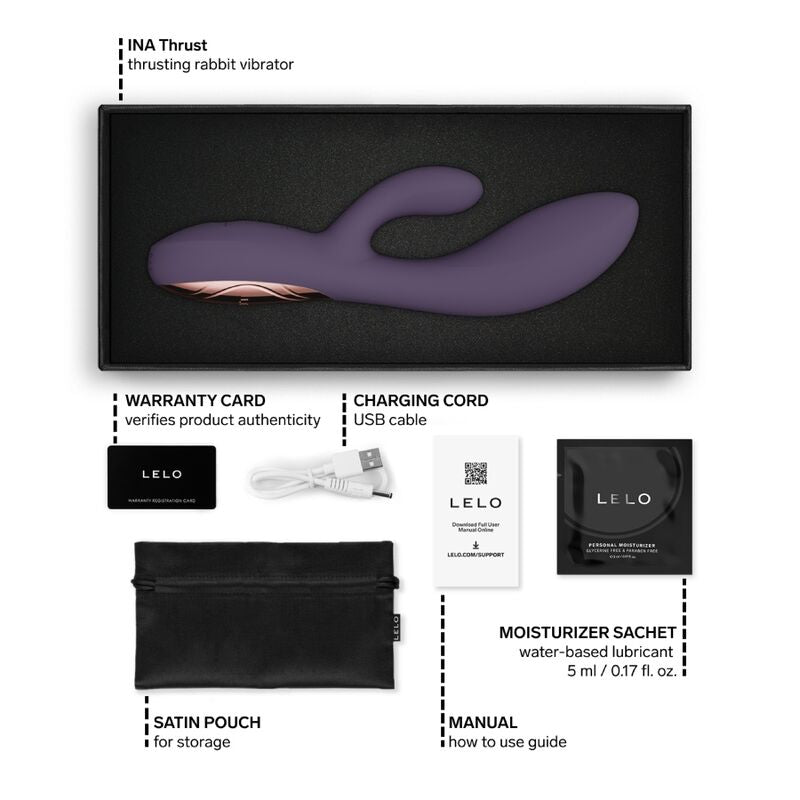 LELO - INA THRUST RABBIT VIBRADOR DE EMPURRA ROXO - Infernum Store