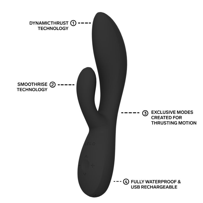 LELO - INA THRUST RABBIT VIBRADOR DE EMPURRAÇÃO PRETO - Infernum Store