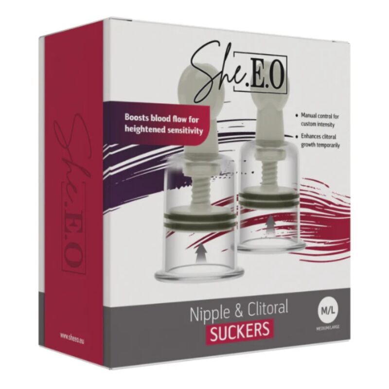 SHE.E.O - DISPOSITIVOS DE SUCÇÃO PARA MAMILOS E CLITÓRIS M/L - Infernum Store
