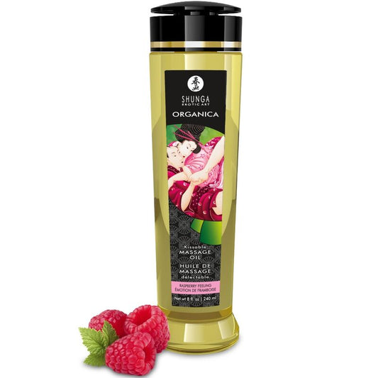 SHUNGA - ÓLEO DE MASSAGEM ORGÂNICO COM AROMA DE FRAMBOESA 240 ML - Infernum Store