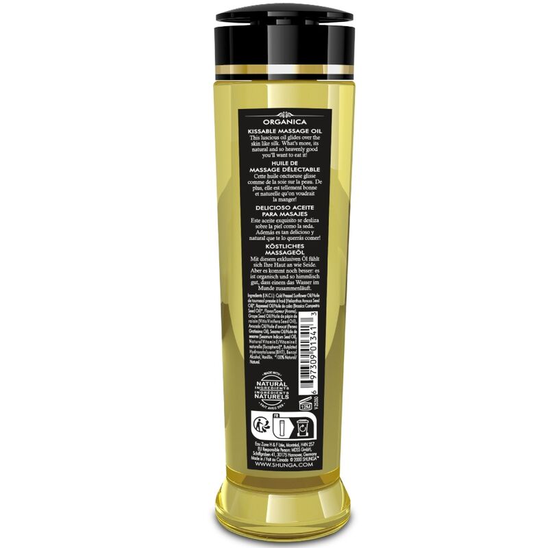 SHUNGA - ÓLEO DE MASSAGEM ORGÂNICO COM AROMA DE FRAMBOESA 240 ML - Infernum Store