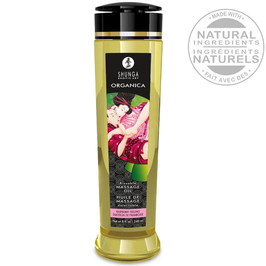 SHUNGA - ÓLEO DE MASSAGEM ORGÂNICO COM AROMA DE FRAMBOESA 240 ML - Infernum Store
