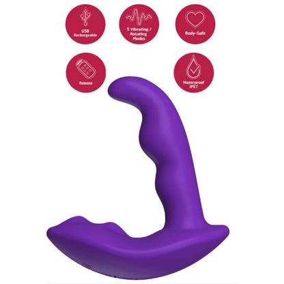 SHE.E.O - ESTIMULADOR ANAL VIBRATÓRIO ROTATIVO COM CONTROLE REMOTO - ROXO - Infernum Store