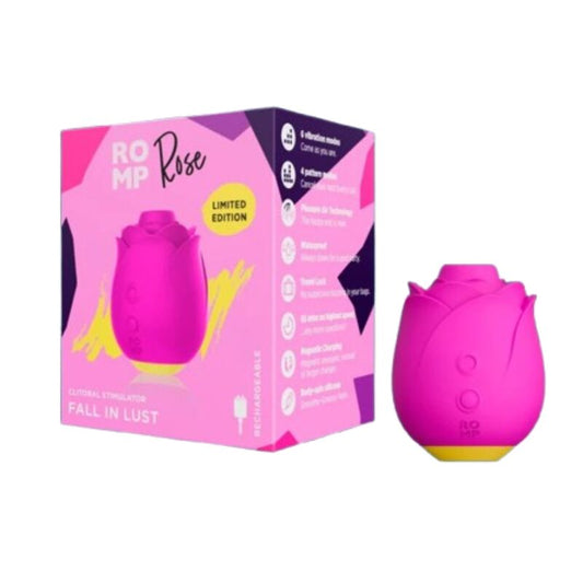 ROMP - ROSE 2.0 APARELHO DE SUCÇÃO CLITORIAL EM FORMATO DE ROSA - Infernum Store